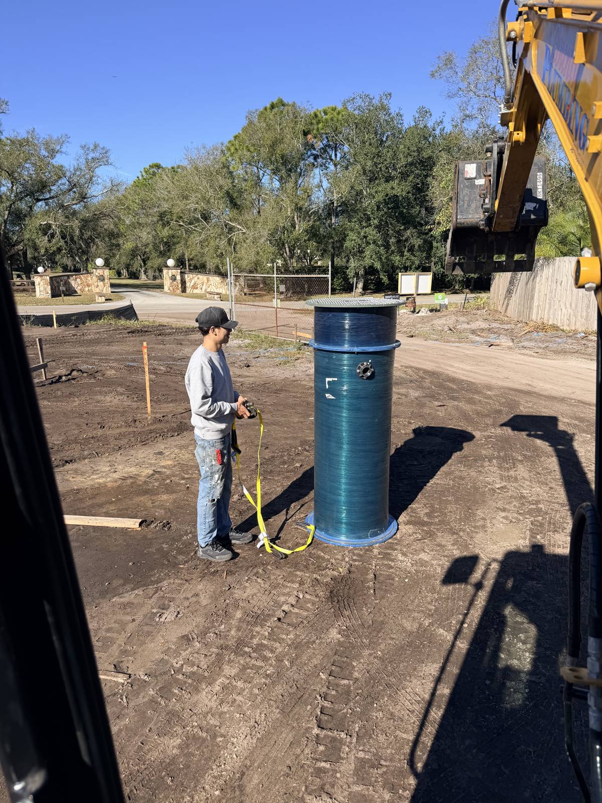 Setting a lift station basin