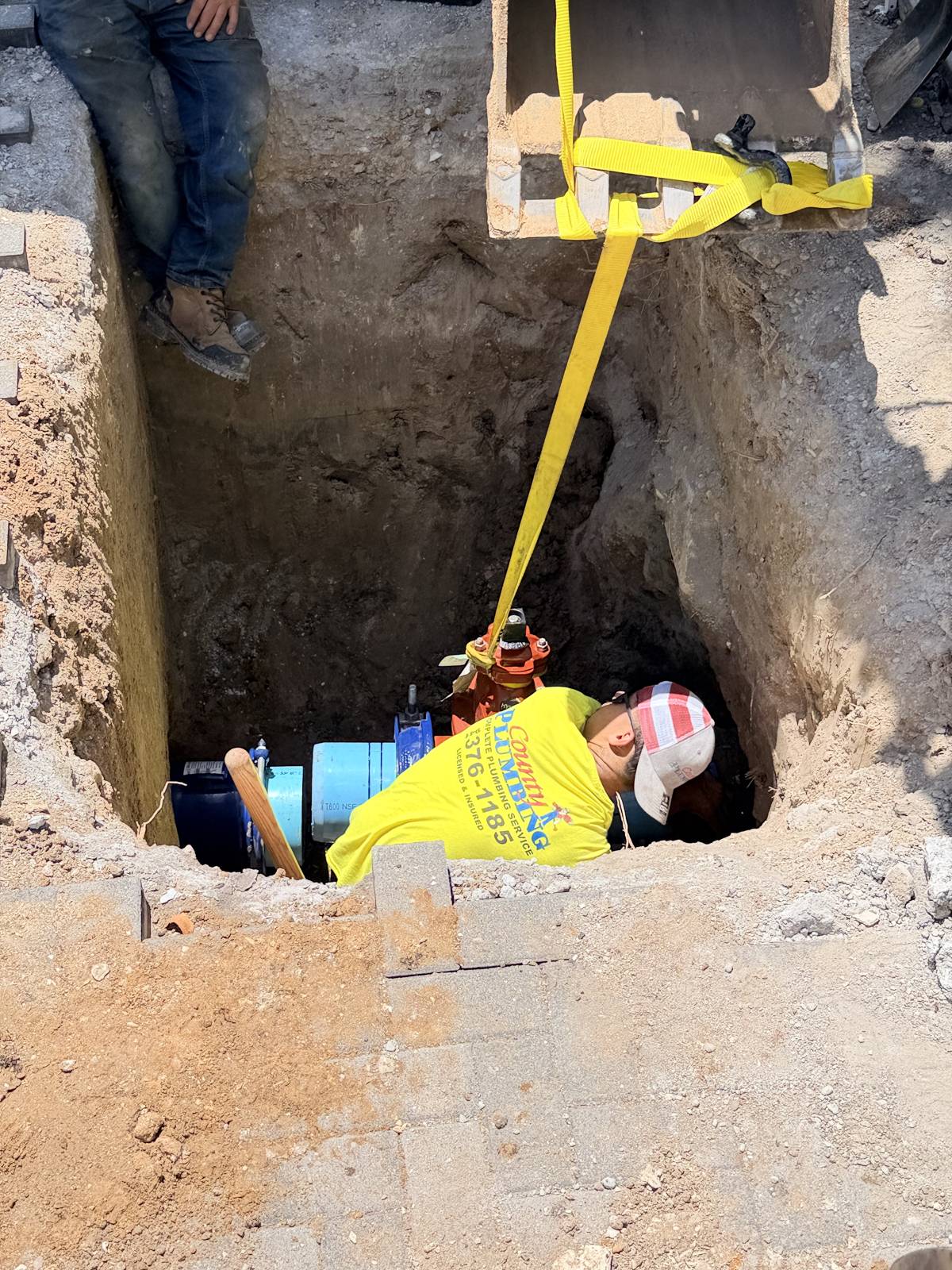 Crew working deep in the trench